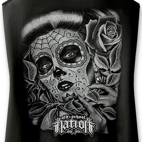Tattoo Face Ladies' Black Tank