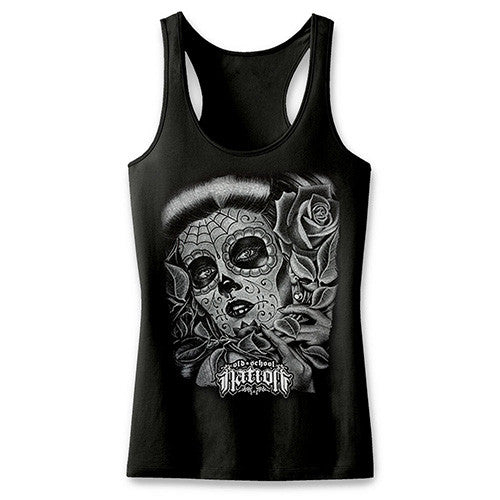 Tattoo Face Ladies' Black Tank